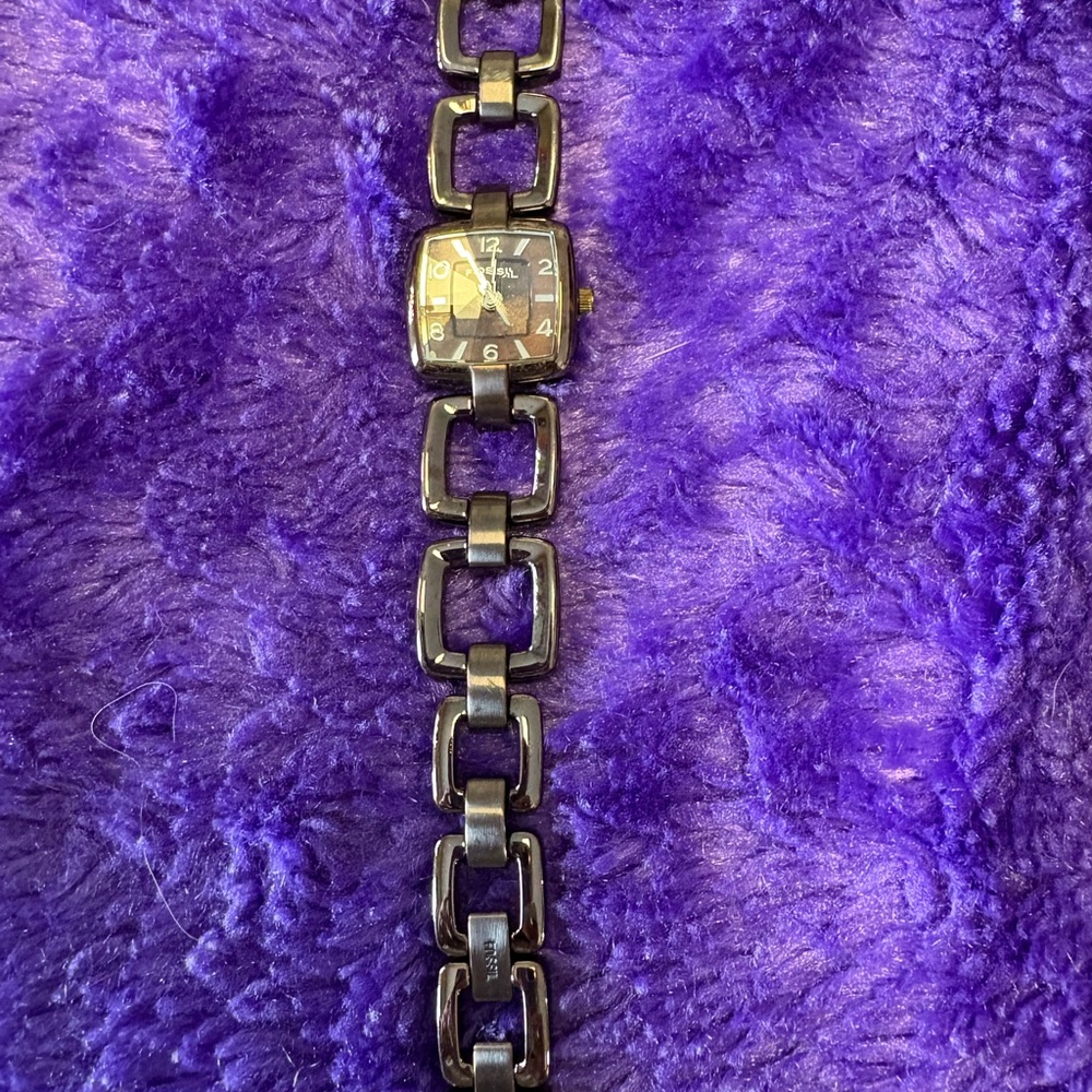 Fossil Square Face Watch with Chain Link Band